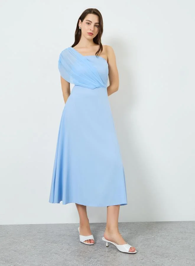 Take Two Women Light Blue One Shoulder Midi Dress